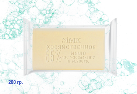Мыло хозяйственное 200 гр. 65 % в прозрачной обертке флоупак